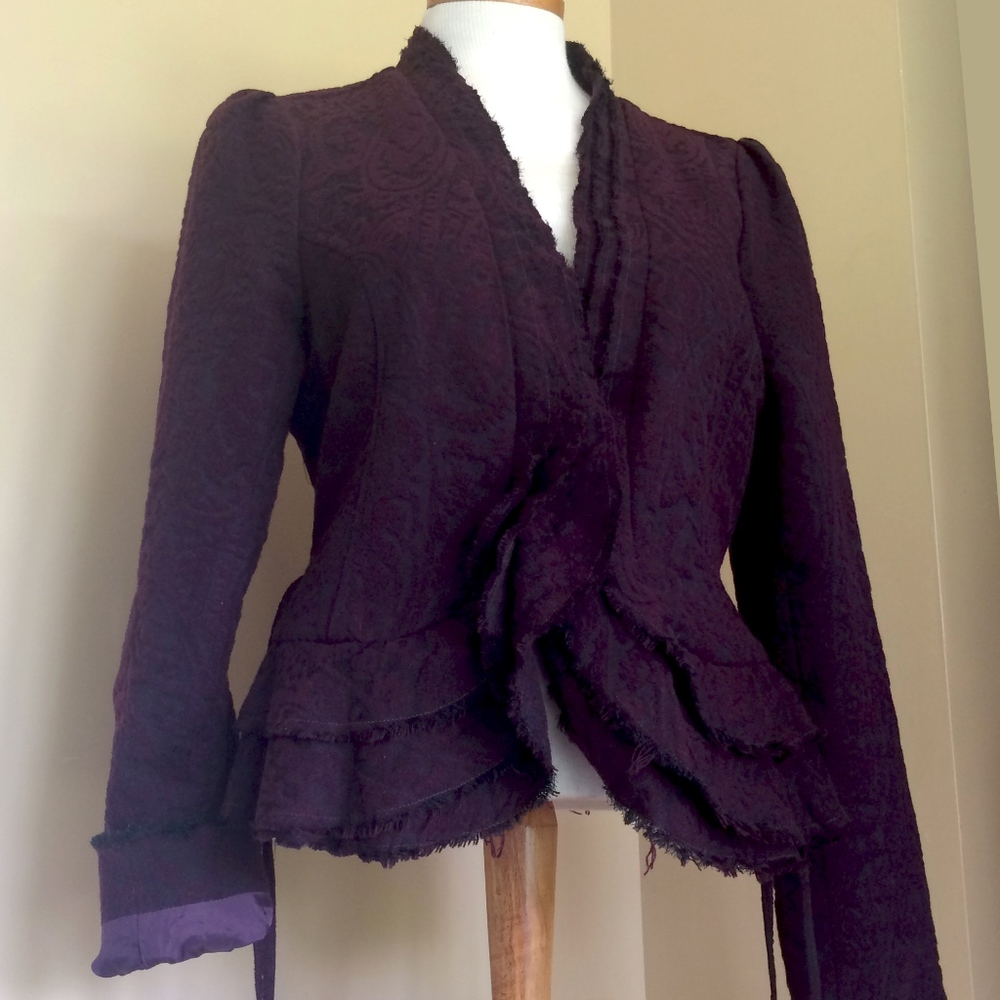 LUX UrbanOutfitters Burgundy Peplum Wrap Blazer, L